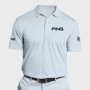 2024 PGA Championship Ping Golf Polo Shirt - Light Blue Pastel Golf Cup Pattern - Men s All Over Print Polo