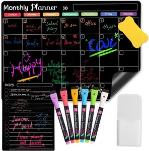 Magnetic Calendar for Refrigerator Chalkboard Calendar Monthly & Weekly & Daily Planner for Fridge Wall Door - Shopping, Meal/Menu, to Do List, Family Schedule Magnetic Dry Erase Calendar 16"X12"