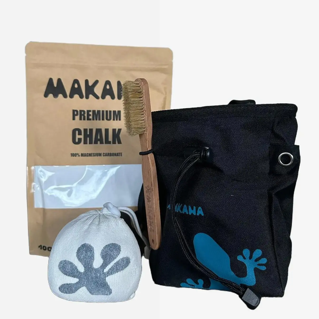 The Essential Climbing Package, including Chalk Bag, 100g Premium Chalk Powder, Refillable Chalk Ball; Beginner Pack - BLACK