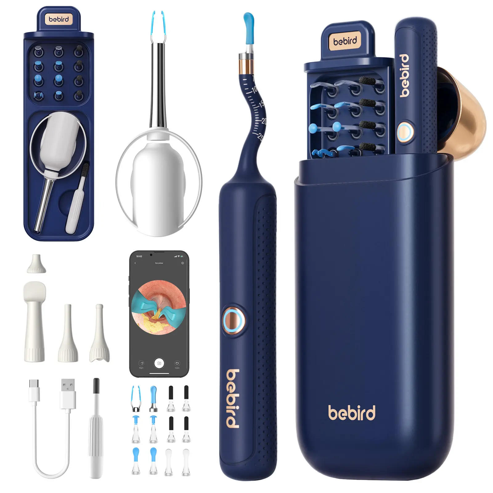 [Gift idea] Bebird Earsight Plus Ear Wax Removal Tool Camera, Flexible Wireless Ear Cleaner with Camera Otoscope Light, HD Painless Visual Ear Picker Tweezers Earwax Remover, Portable Safe Ear Cleaning Kit for Adults & Kids