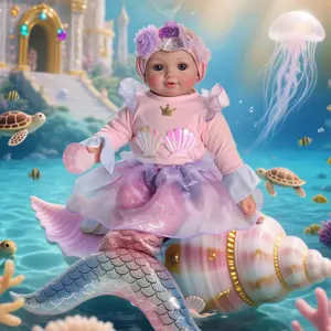 BABESIDE Mermaid Baby Dolls Girl - 17 inch Mermaid Toys Realistic Soft Baby Doll Real Life with Sparkling Mermaid Tail & Princess Accessories, Mermaid Toys for Girls 3-10 Girls Gifts, Collection
