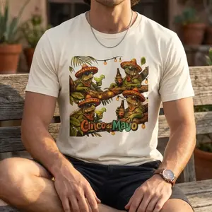 Cinco de Mayo Shirt Funny Lizard Tee, Fiesta Party Shirt, Mexican Holiday Graphic T-Shirt, Reptile Tee, Mens Fiesta Shirt S