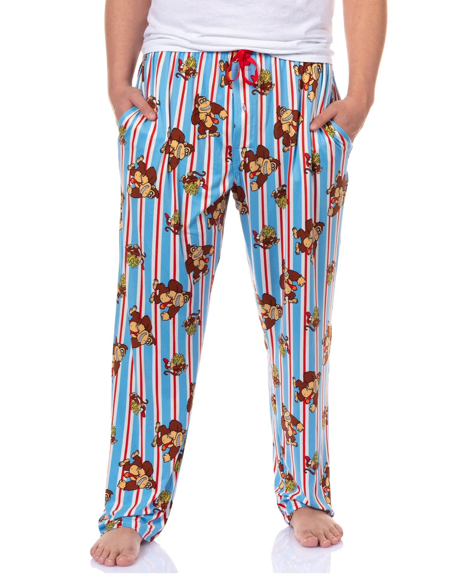 Nintendo Donkey Kong Pajamas Men's Diddy Kong Bananas Lounge Pajama Pants, Nightwear, Fabric