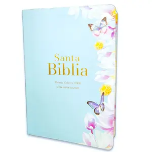 Biblia para Mujer Letra Super Gigante 18 puntos RV1960 imit piel azul mariposa