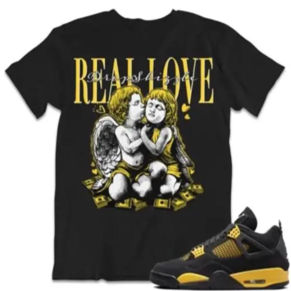 Shirt to Jordan 4 Yellow Thunder 4s dropSkizzle - REAL LOVE 2 Unisex Tee ping Menswear Soft T-Shirt