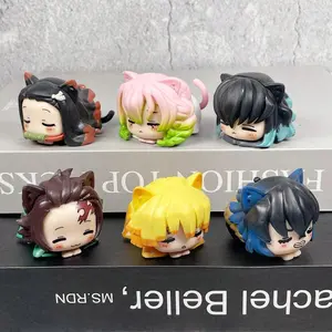 6pcs Cute Cat Action Collectible Figurine Lying Figure Anime Set Cute Animal Design Cartoon Figurines Kawaii Anime Figurines Decorative Figurines Home Ornament House Accessories Desk Table Decoration Toy Gift Animal Collectibles Figurines For Collectors