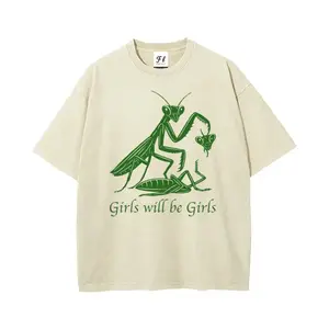 Girls Will Be Girls Oversize Unisex Washed T-Shirt for Women and Men's Unisex Fit Batik Cotton Oversize Streetwear Menswear  Super Soft Pre-Shrunk