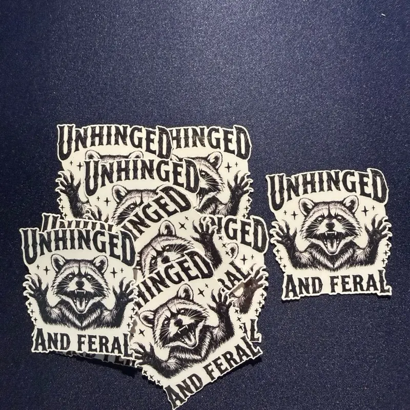 Unhinged & Feral Graphic Decal Sticker - 1-Piece DIY Decal Film for Handmade Crafts, Scrapbooking Projects