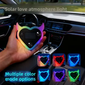 Heart-Shaped Horn RGB Color Changing Atmosphere Light, Car Interior/exterior Decoration, Plug-And-Play Night Driving Ambiance, USB Supported, Car Decorative Light