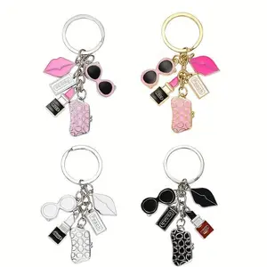 Enamel Decal Keychains - New Color Craft Kiss Lipstick, Glasses, and Bag Versatile Design Keychain Pendant