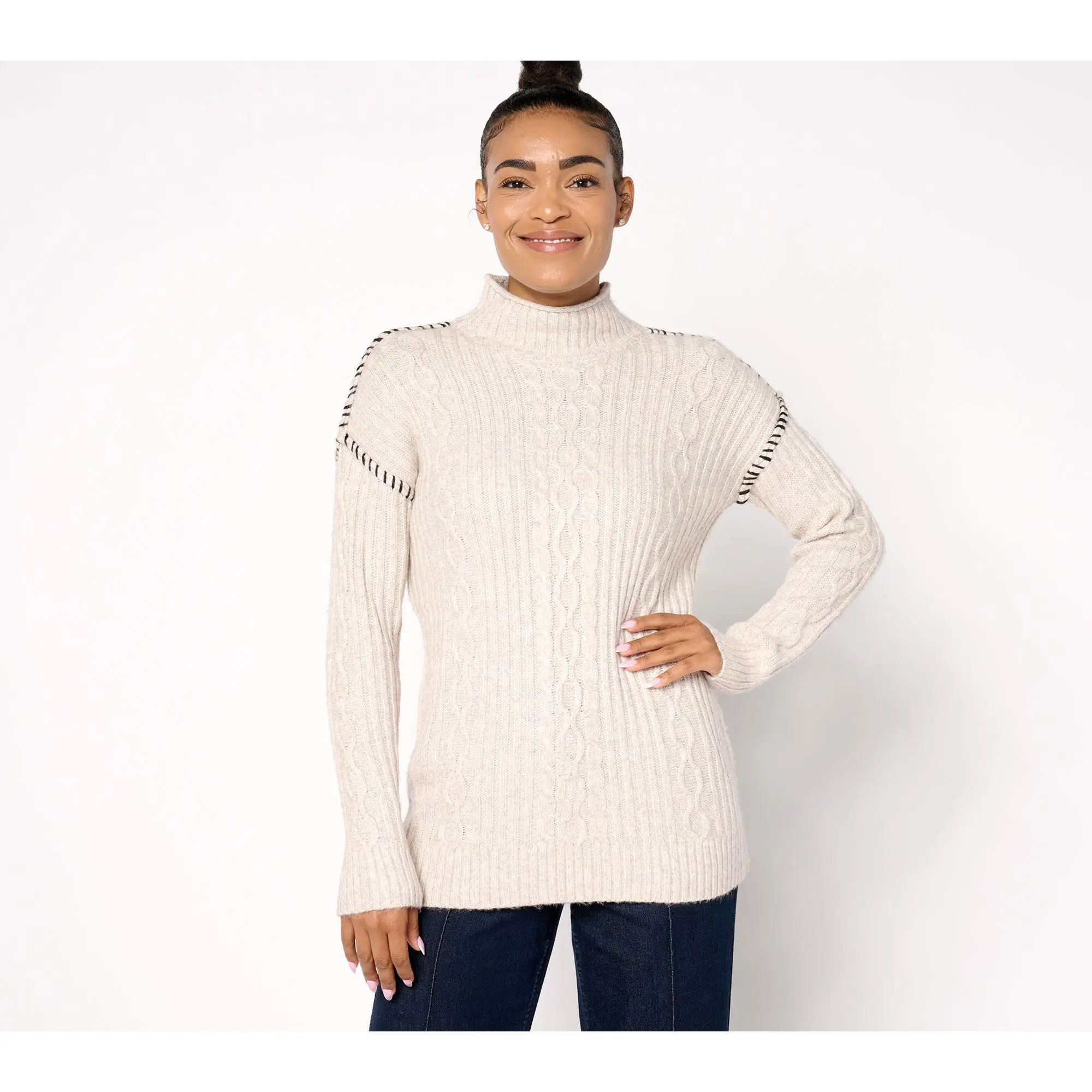 Attitudes by Renee Cable Knit Sweater