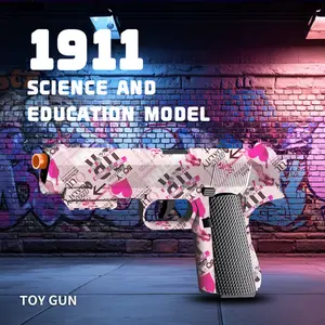 Pink Graffiti 1911 Style Soft Bullet Toy，Interactive Outdoor Toy，Great Choice for Kids Birthday Gift & Festival Gift