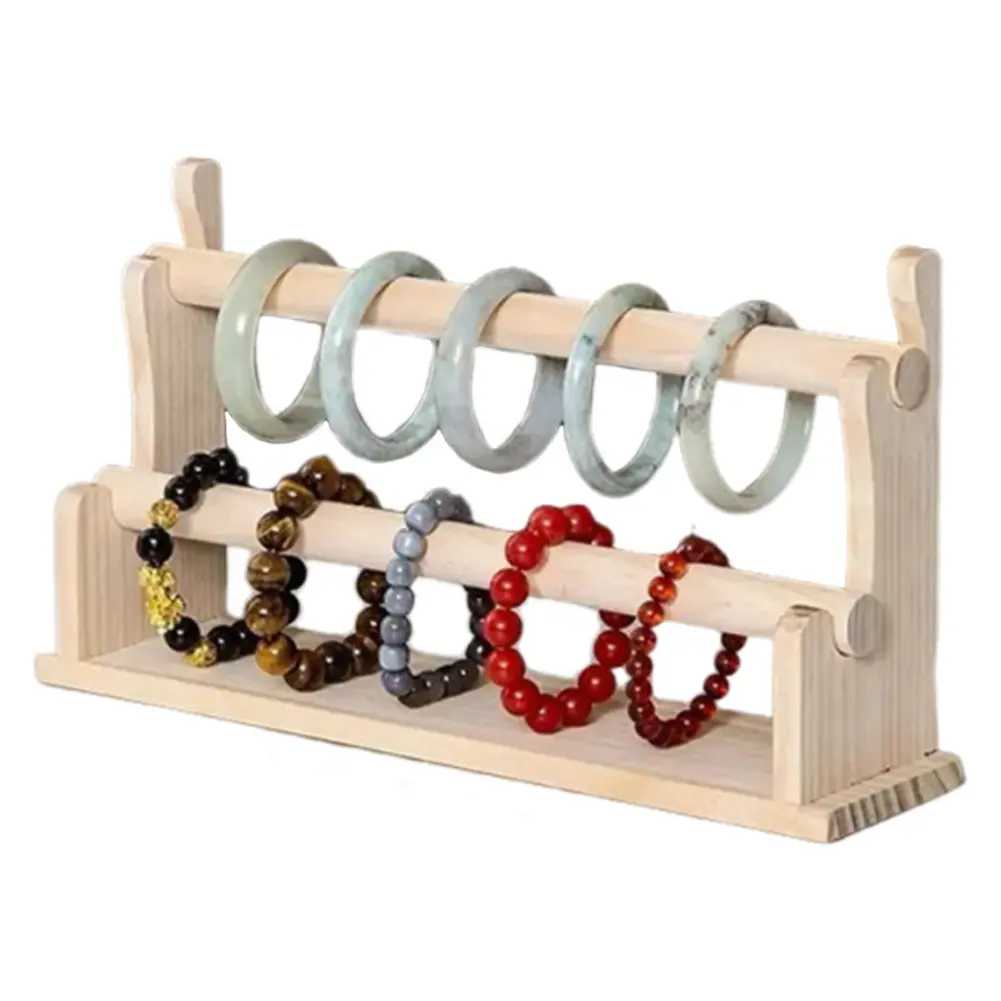 Wooden Bracelet Display Stand Multi Layer Bangle Storage Rack Multi-Function Bangle Scrunchie Organizer for Watch Bracelet Scrunchie