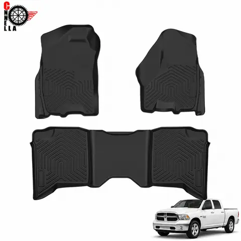 TPE Foot Mats Fit For 2019-2024 Dodge Ram 1500 2500 3500 Crew Cab Truck, All-Weather Waterproof & Stain Resistant Heavy Duty Custom Fit Truck Liners, Front & Rear Set Waterproof Cars Accessories