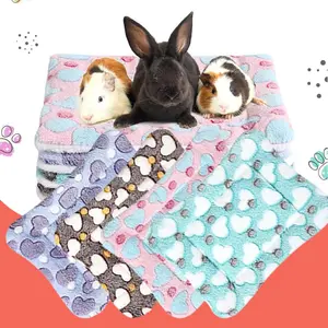4 Pcs Guinea Pig Bedding Winter Guinea Pig Bed Plush Cage Liners Soft Dog Cat Mat Reversible Winter Cozy Animal Pee Pad Hamster Bed Mat for Bunny gifts