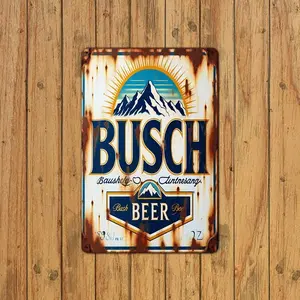 Vintage Busch-themed metal tin sign (8 x12)-rustic wall art for home, bar, cafe & garage decor | waterproof & dustproof