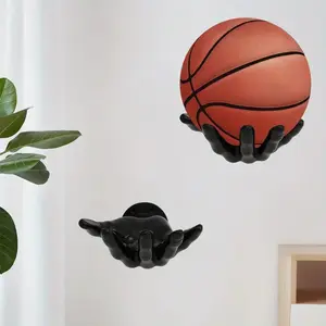 Wall-mounted basketball and football stands, Display shelf - Hand-shaped PVC sports ball display stand, set - Without balls, space-saving room decoration, easy to install, with screws, wall-mounted stand, glossy surface, Display risers stand