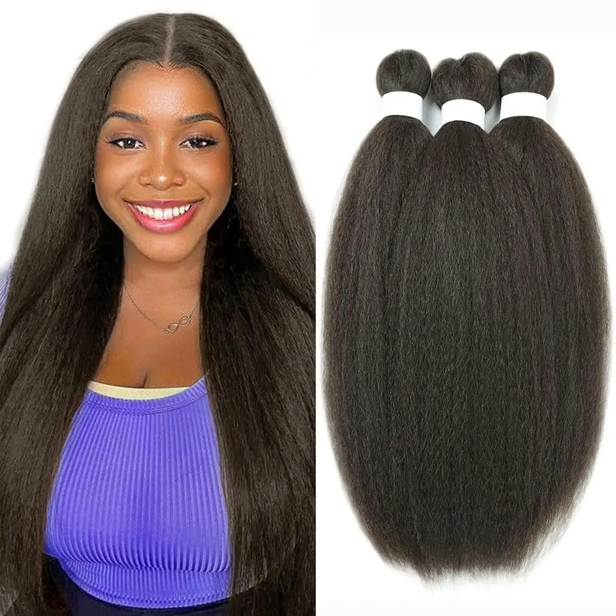 Kinky straight Bundles Crochet Vixen Hair 26inch 3 Pack Natural Black Hair Soft Locs for black women Hair Extension (#4, 26inch)