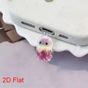 Cute Jellyfish Design Phone Dust Plug Charm, 1 Count 2D Acrylic Cute Jellyfish Design Phone Dust Plug, Cellphone Mobile Accessories for iPhone & Android