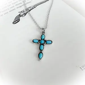 Western Turquoise Cross Necklace