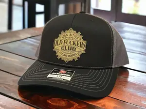Old Fuckers Club Leather Patch Trucker Hat - Funny Dad Gift