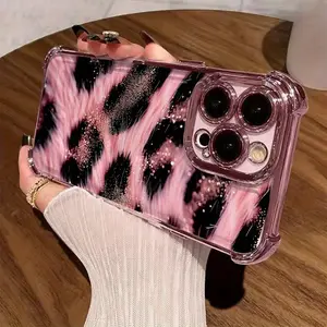 New Shock-Resistant, Pink And Black Leopard Print fashion Phone Case for Iphone17/16/15/14/13/12/11 pro max,Smartphone Protection Screen Protector iphone 17 pro max cases girls iphone 17 pro max cases for men