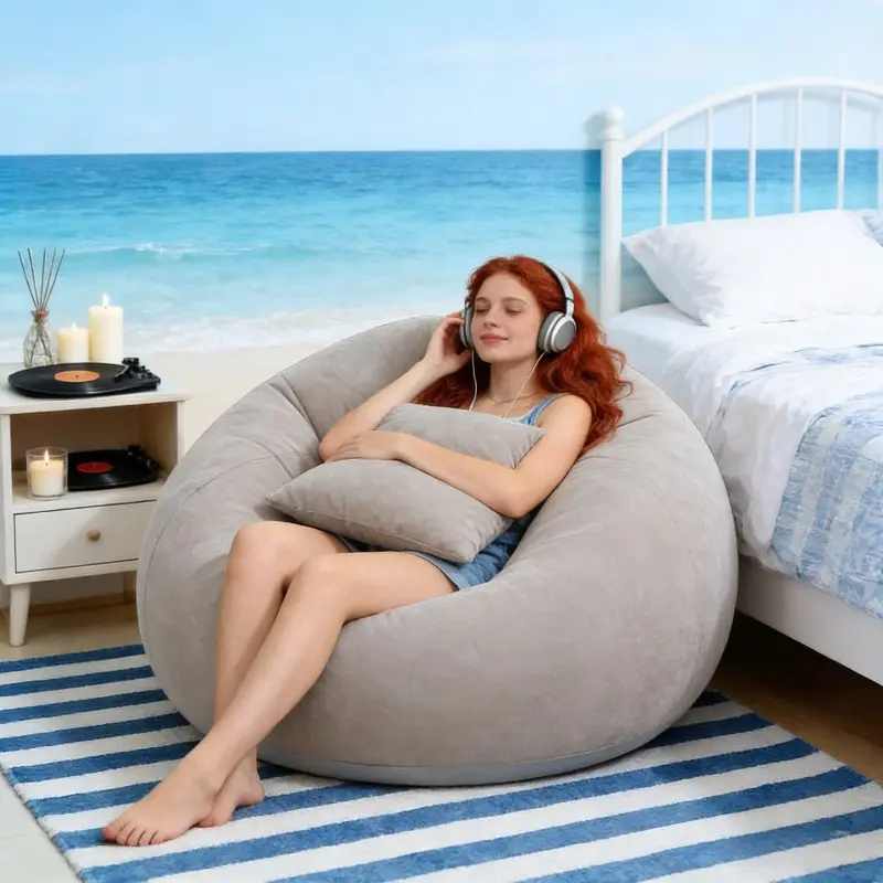 Oversized Inflatable Lazy Sofa Chair, Bean Bag Sofa, Beanbag | Gray PVC Material, Portable And Foldable, Ergonomic Design, Suitable for Four Seasons, Very Suitable for 100 Scenarios, Living Room And Outdoor Camping