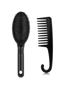 2-Piece Hair Brush Set Includes Circular Wig Comb Wide Tooth Detangling Comb Rat Tail Comb for Synthetic Fiber Hair Care