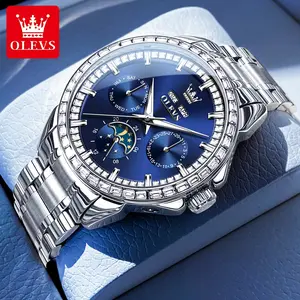 OLEVS brand 2025 new mechanical watch with large dial, high-grade luminous waterproof multi-function hot-selling fully automatic steel belt men's watch 6695