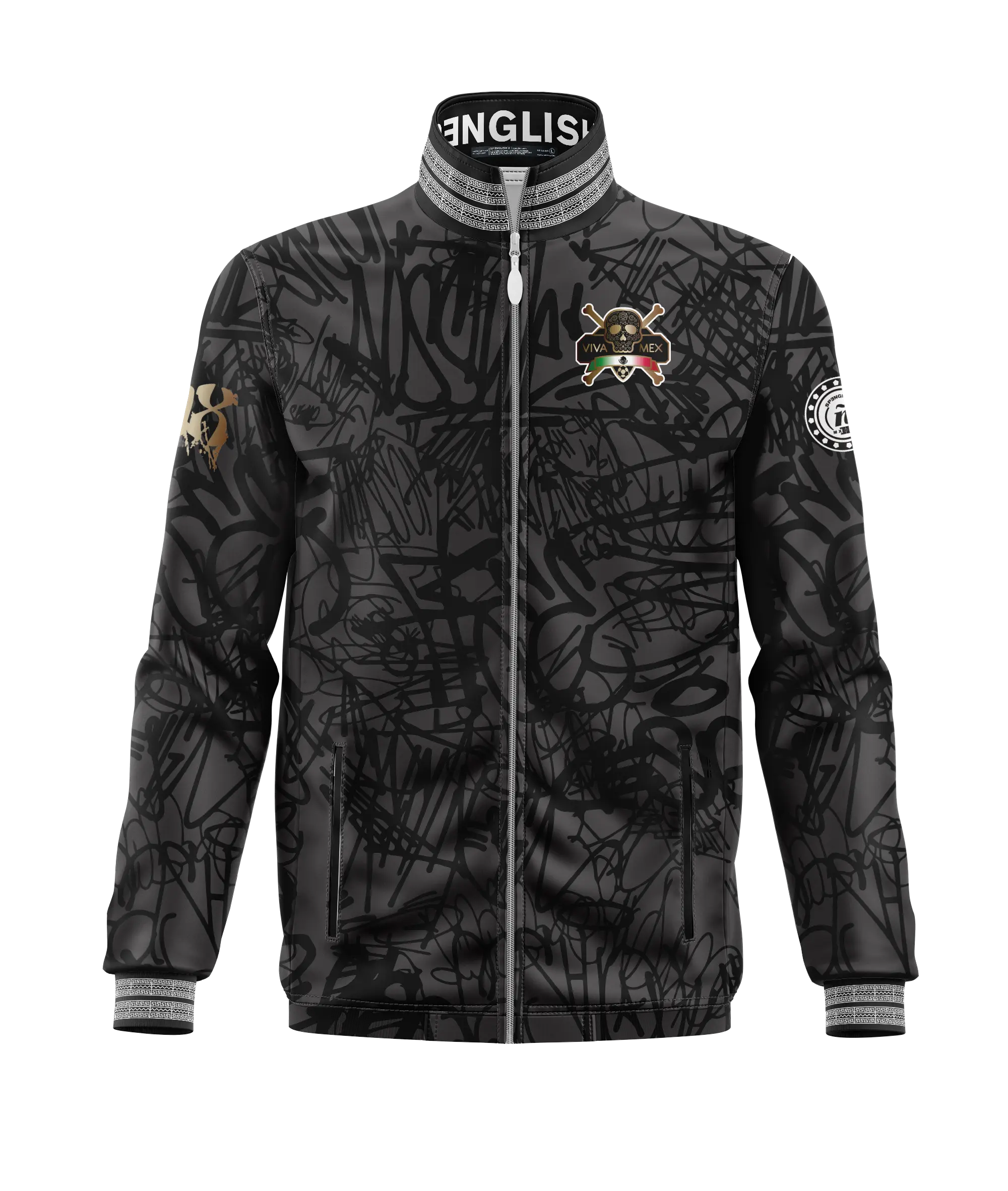 SPENGLISH Mexico Soccer Track Jacket Mexico National Team Seleccion Mexicana USA - Dia de los Muertos Oro Gold Day of the Dead