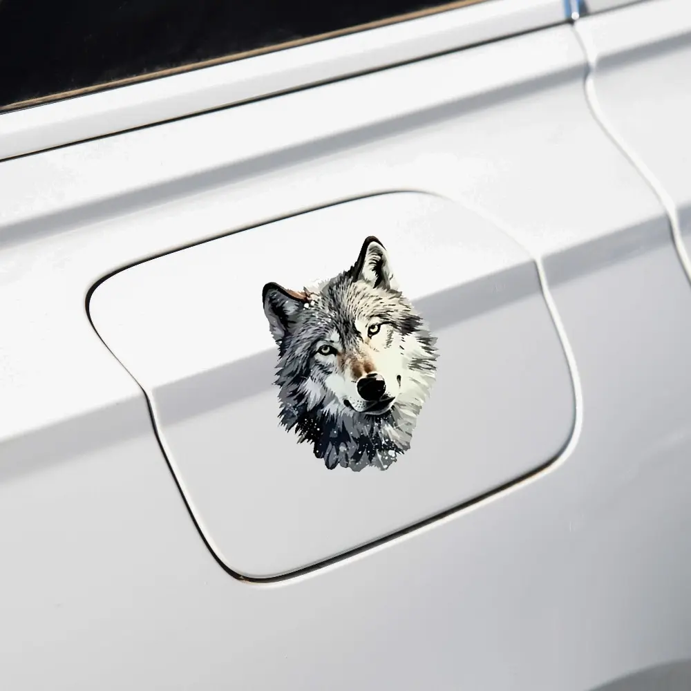 Crazy Wolf Head Sticker, Vehicle Exterior Decoration, suitable for car waterproof and sunscreen, laptop, non-inverted skateboard sticker, Sticker For Cars