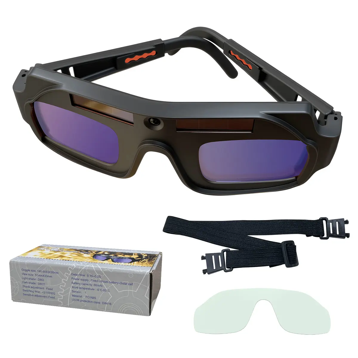 FEIFANKE Black Welding Glasses Auto Darkening Safety Goggles Welding Helmet,Solar True Color Protective Eyes Welder gear Glasses Welder Mask,  for TIG /MIG /ARC Welder
