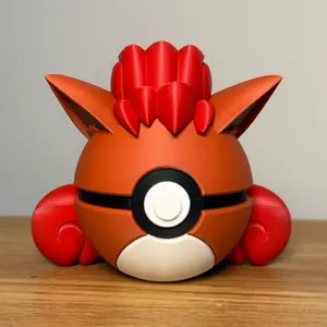 #0037 Vulpix Ball - Made to Order, High-Quality PLA, 3D Printed Pokeball Figure Decorative Collectible Model