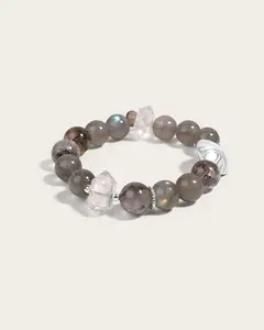 Labradorite & Silver Beaded Bracelet