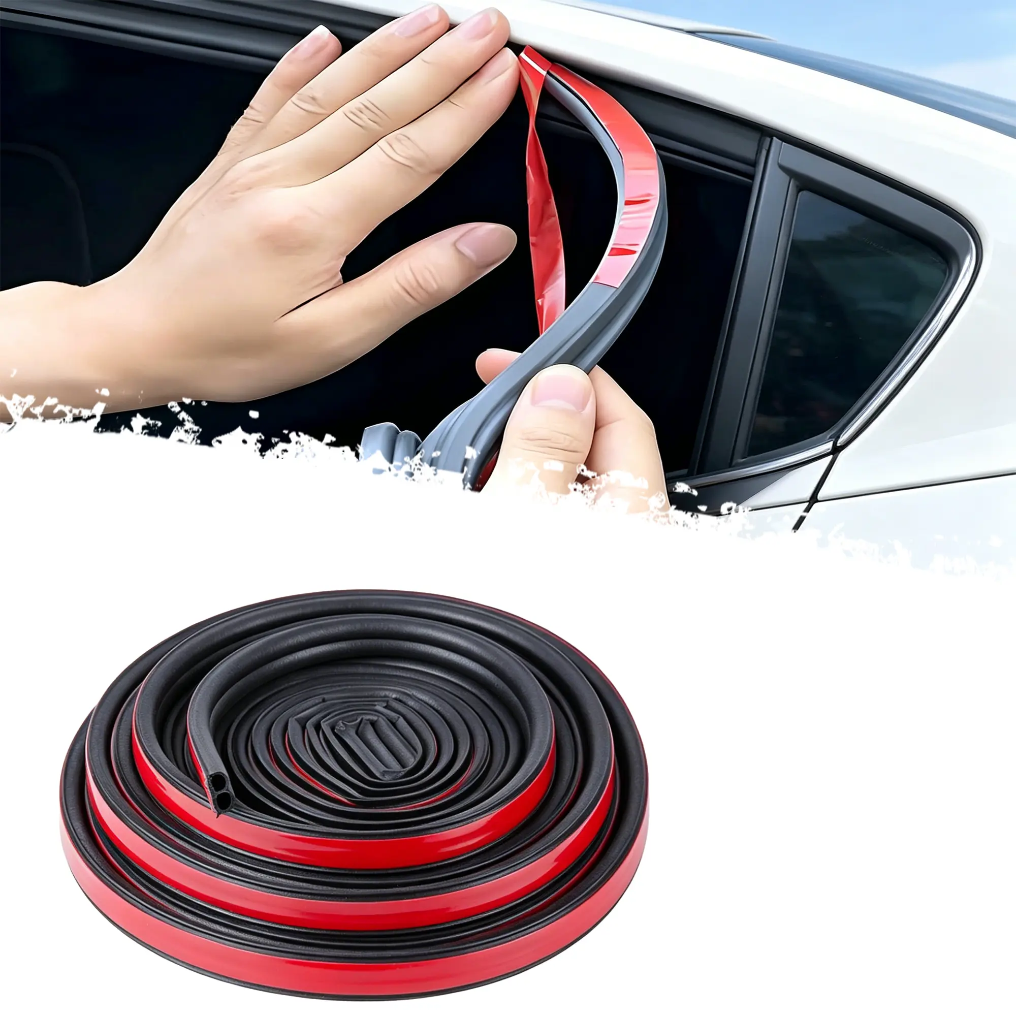 DIBMS 33Ft Universal Self Adhesive Weather Seal Strip for Car, 51/100 Inch Wide X 1/5 Inch Thick, Auto Door & Window Weatherstrip with Engine Cover (2 Rolls, 16.5 Ft Each) cars accessories car stuff