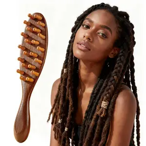 Natural Wooden Loc Brush for Microlocs & Sisterlocs Prevents Tangles & Merges Massage for Scalp Relaxation & Hair Product  Grooming Comb