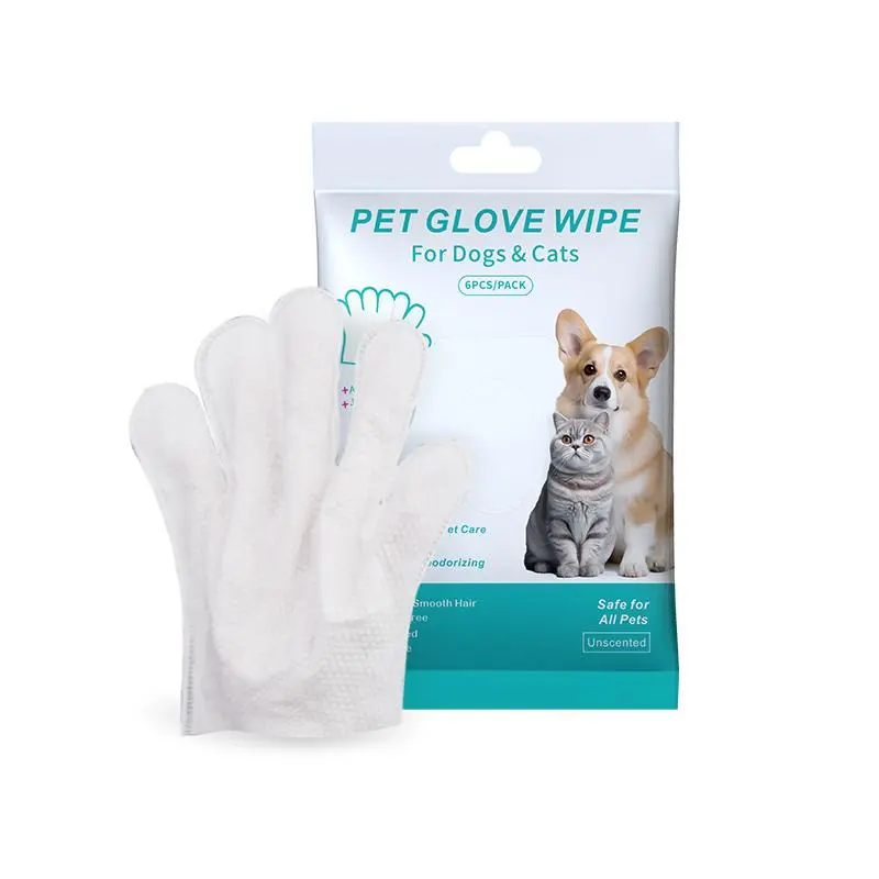 POMESEA Pet Glove Wipes, Hypoallergenic Moisturizing Deodorizing Pet Grooming Wipes with EDI Water, Compact and Space-Saving for Daily Use, Traveling, Outdoor Activities