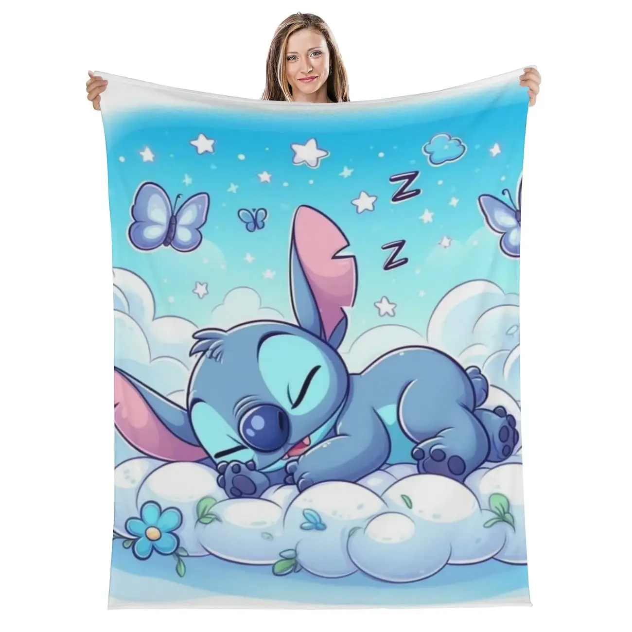 [SummerVibes] DISNEY CLASSIC Stitch Cartoon Blanket - Soft, Warm & Cozy, Multi-Use Gift Blanket for Sofa, Bed, Car, Travel & Camping