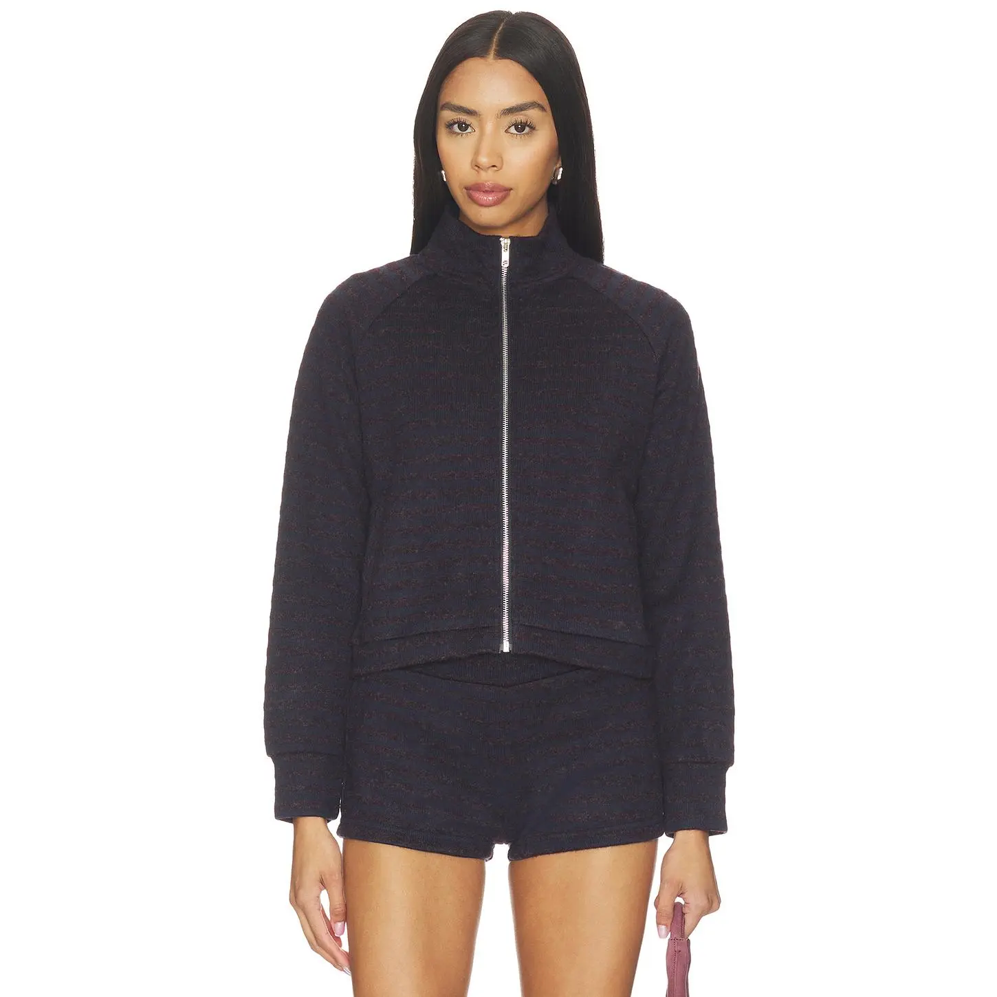 LIONESS Bloom Knit Jacket in Forest Stripe