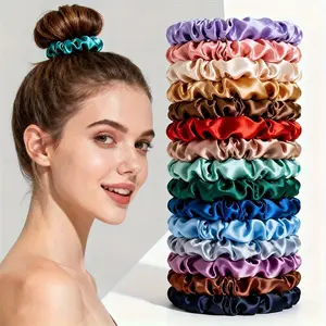 19PCS Satin Elastic Hair Scrunchies Seamless Ponytail Holders Variety Hair Ties Hair Bands Scrunchy Hair Ties For Thick and Curly
