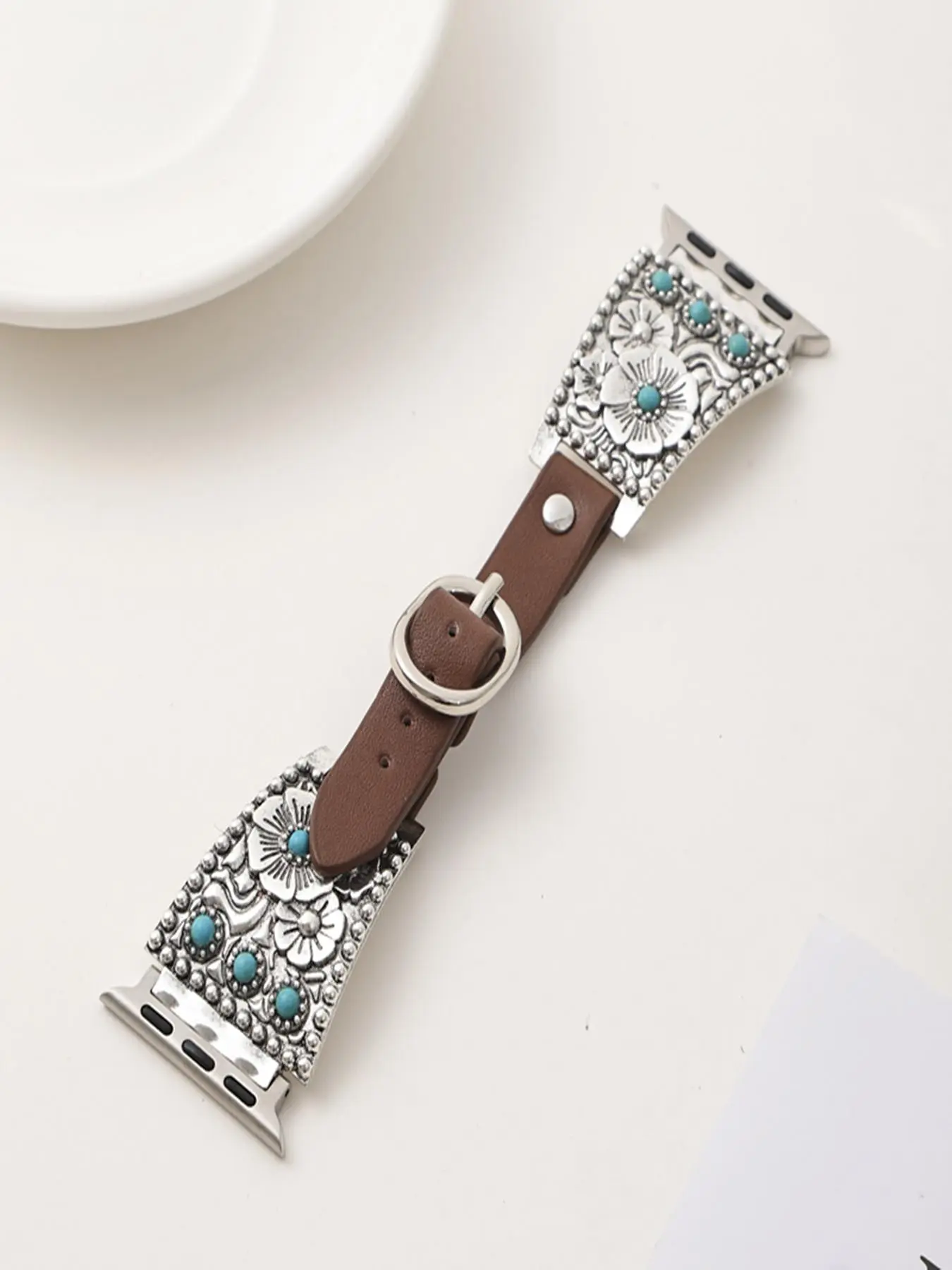 Vintage Turquoise Decor Watch Band, Fashionable Watch Strap for Women & Men, Trendy All-match & Exquisite Watch Strap for Birthday Gift, Versatile Strap