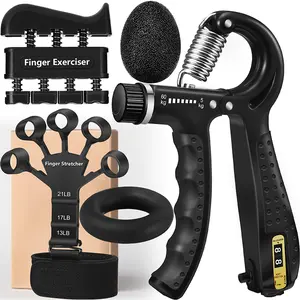5-in-1 Complete Grip Strength Trainer Kit Adjustable 5-60kg Finger Exerciser Hand Grip Strengthener for Home Gym Fitness & Injury Recovery