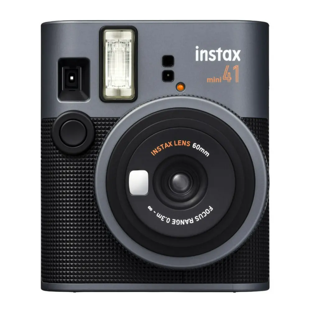 Fujifilm instax mini 41 Vintage Film Camera - Built-In Selfie Mirror, Automatic Exposure Control, Lens, Flash, Film Photography Aesthetic (Black), Instant Camera