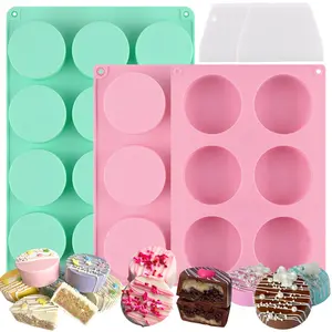 Cake Puck Mold Set 2 Different Sizes, 3 Pack Cake Puck Mold with 2 Scraper, Molds for Chocolate, DIY Cake Cores Silicone Tin