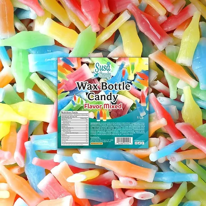 Nik-L-Nips Vintage Wax Bottle Candy Drinks Filled with Flavored Syrups 1/2 Pound Wax Candy Sweet Bonbon