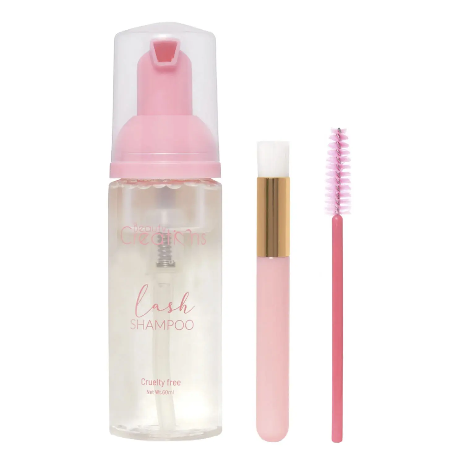 Beauty Creations Lash Cleanser Shampoo - 60ml Makeup Tool with Lactic Acid for Eyelash Care, Gentle Remover for Makeup Removal, Includes Cleansing Brushes, Makeup Remover, Includes Brushes