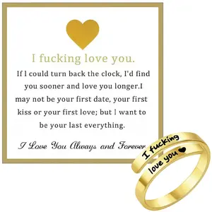 Eloria B I Fvcking Love You Ring Adjustable Tarnish-Free Hypoallergenic One Size Fits All Daily Reminder Gift for Significant Others