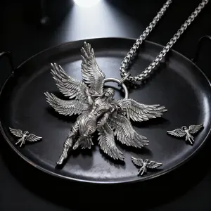 Men's Six-Winged Angel Pendant Necklace! Durable All-Season Alloy Jewelry
