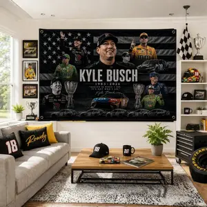 Kyle Busch - Forever #18 Tribute Flag Banner, Forever Rowdy Racing Memorial Decor, Fan Keepsake for Garage, Wall, Tailgate & Racing Room