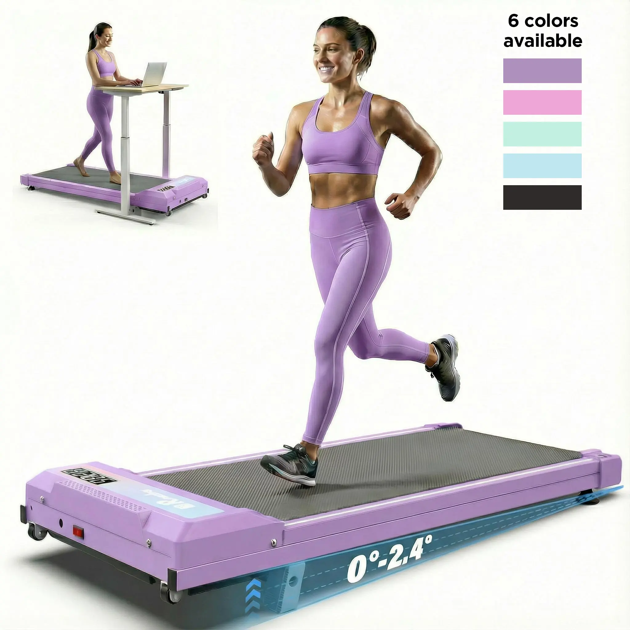 LIVIVOX Folding Under Desk Incline Walking Pad Treadmill, 265LBS Capacity, Portable Low-Noise Blush Pink Model, LED Display, Foldable Home & Office Fitness Equipment, Running Pad Treadmill, Folding Treadmill, Incline Walking Treadmill